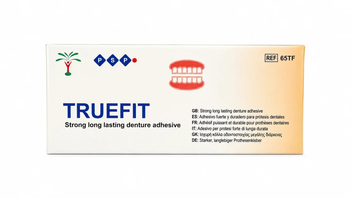 TRUEFIT Strong Long Lasting Denture Adhesive for full and partial dentures