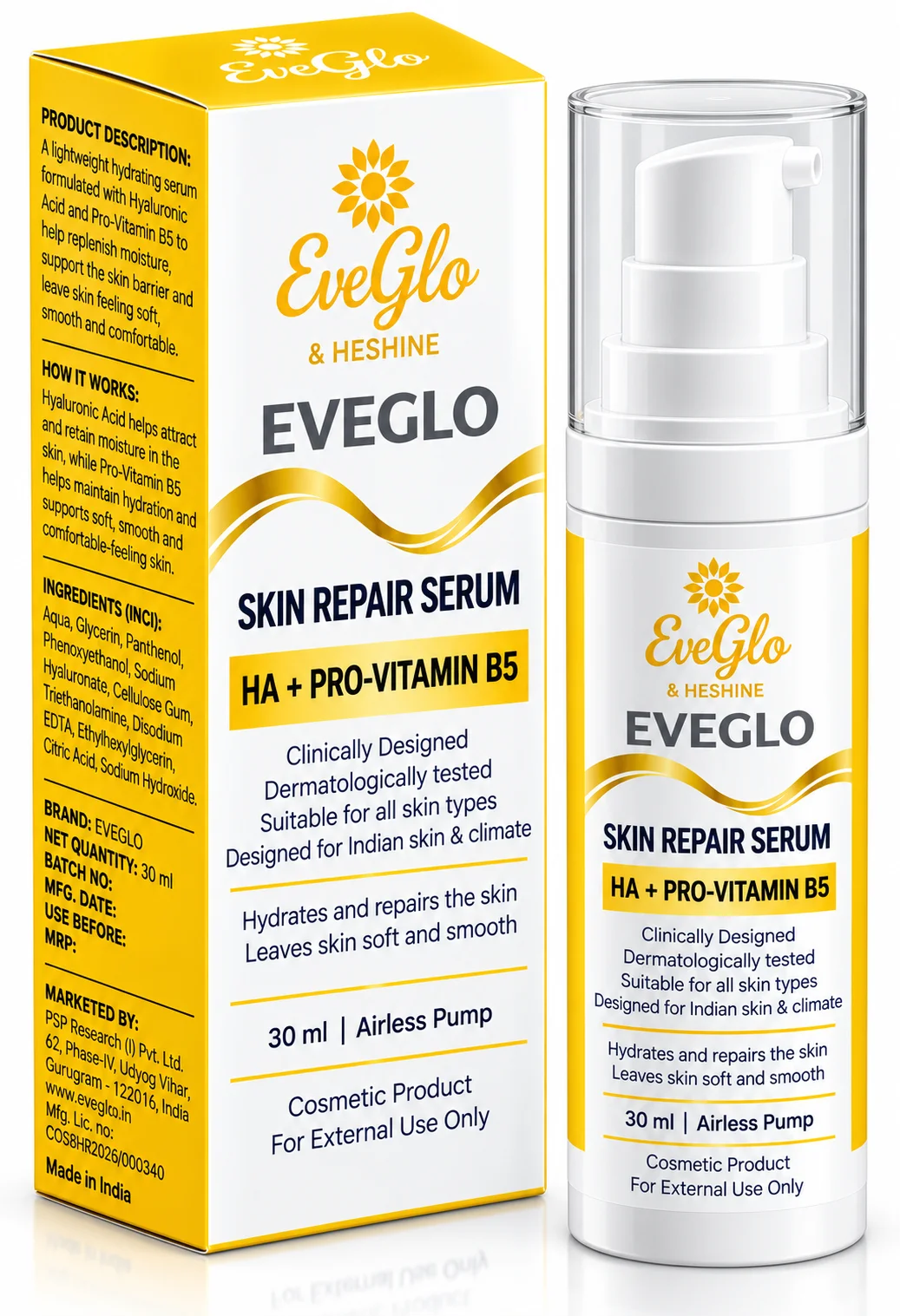 EveGlo Skin Repair Serum Hyaluronic Acid Pro-Vitamin B5 30ml