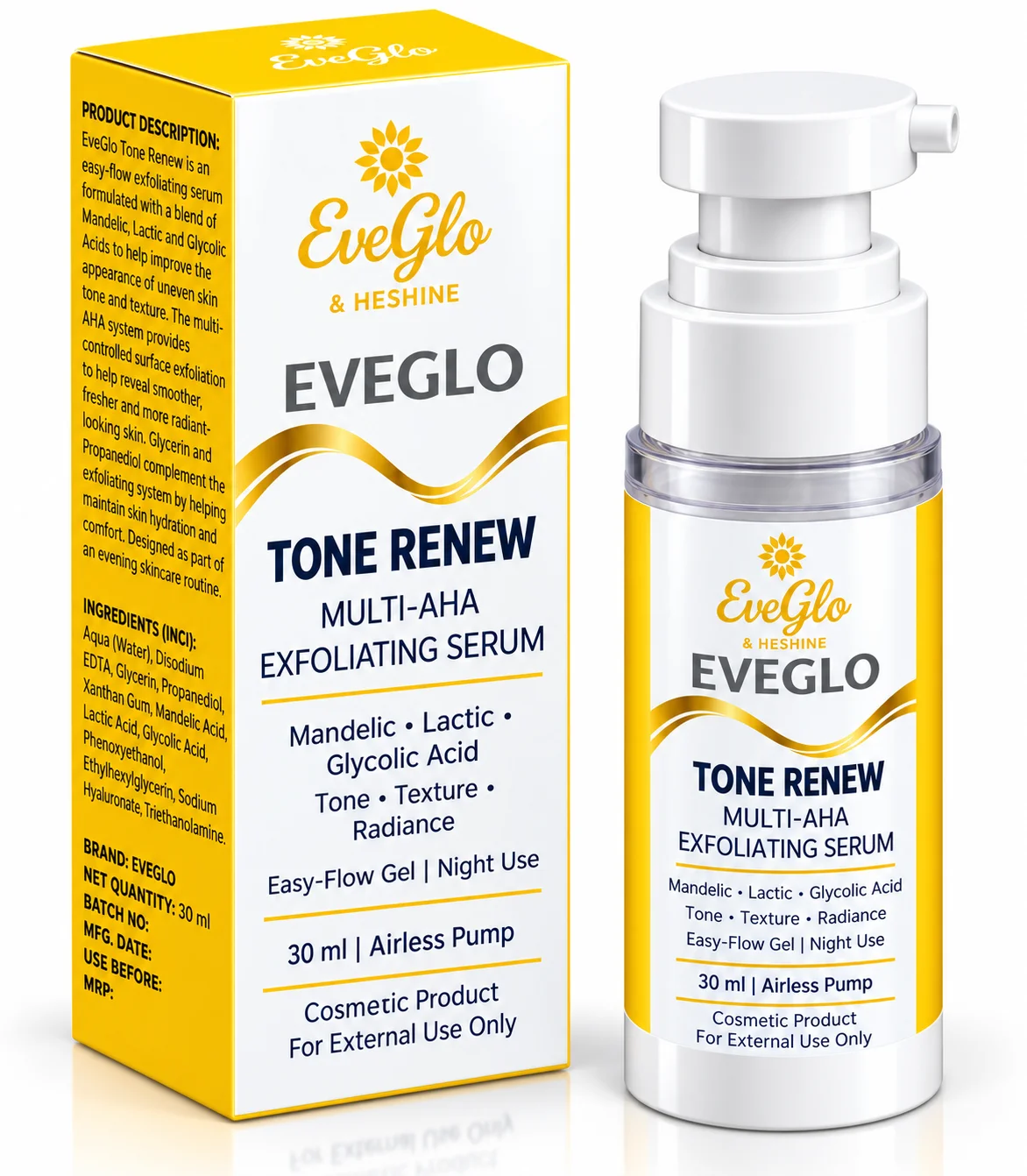 EveGlo Tone Renew Multi-AHA Exfoliating Serum 30ml